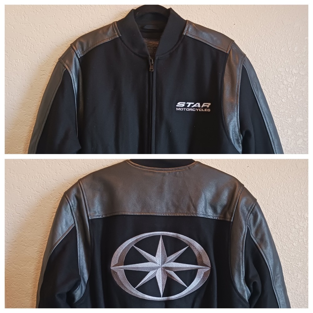 Yamaha Star Motorcycles Biker Moto Racing Wool/Leather Jacket Men's Medium Black
